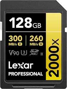 Lexar 128gb 2000x Sd Memory Card, 300mb/S Read, 8k, v90, u3, Uhs-Ii