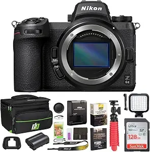 Nikon z6ii Mirrorless Camera - Official Nikon Usa Partner Model - Body Fx-Format Full-Frame 4k Uhd Video 1659 Bundle With Deco Gear Travel Bag Case + Extra Battery + Photography Led + Software Kit