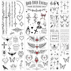 13 Sheet y2k Temporary Tattoos Waterproof Black Temporary Tattoos For Adult