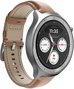 Motorola Moto Watch, Oled 1.4" Display, Bluetooth 5.3, Moto Ai, Round, White Leather Band, Built-In Gps, Waterproof, For Android Devices (Mocha Mousse)