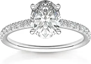 Pavoi 14k White Gold Plated Oval Cz Engagement Ring