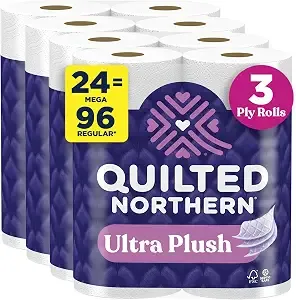 Quilted Northern Toilet Paper, Ultra Plush, 24 Mega Rolls, Bath Tissue