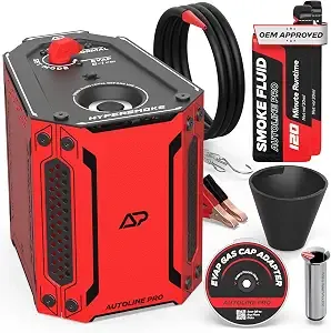 Autoline Pro Hypersmoke™ Automotive Smoke Machine Evap Vacuum Leak Tester – Adjustable Pressure – Oem Approved Smoke Fluid – Built-In Air Compressor Motor – Includes Cone And Gas Cap Evap Adapter.