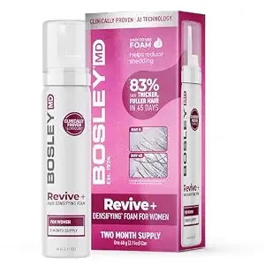 Bosleymd Women'S Revive + Densifying Treatment Foam – Drug-Free Hair Thinning Treatment With Yuvabio® y100™, Biotin & Pumpkin Seed Oil – 60-Day Supply, 2.11 Oz