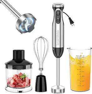 Bonsenkitchen Immersion Blender With Food Processor, 20 Speeds & Turbo Mode