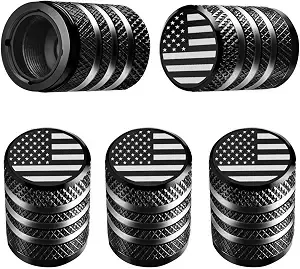 Decurcar Tire Valve Stem Caps 5 Pack American Flag - Black