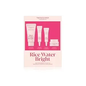 The Face Shop Rice Water Bright Travel Kit, Korean Skin Care Set With Ceramide, Gift Set - Gentle Face Wash & Vegan Skin Care (Serum, Cream, Eye Cream), Hydrating For Dry Skin, Daily Face Moisturizer