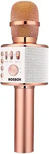 Bonaok Wireless Bluetooth Karaoke Microphone,3-In-1 Portable Handheld Karaoke Mic Speaker Machine Home Party Birthday For All Smartphones Pc(q37 Rose Gold)