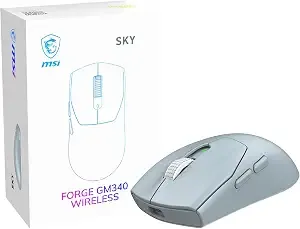 Msi Forge gm340 W Sky Gaming Mouse, 12800 Dpi, 50m+ Clicks Micro Switch, Optical Sensor, Ergonomic Ambitextrous Hand Design, Rgb Light