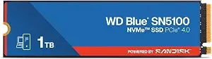 Wd Blue sn5100 1tb Nvme Ssd - M.2 2280, Pcie Gen 4.0, Internal Solid State Drive - Read Speeds Up To 7,100mb/S, Upgrade Storage For Pc/Laptops - wds100t5b0e