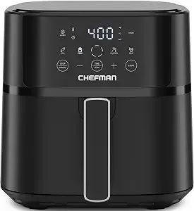 Chefman Air Fryer – 6 Qt Compact Airfryer For Quick & Easy Meals In Minutes, Features Hi-Fry Technology For Extra Crisp, Touchscreen Controls With 4 Presets, Nonstick & Dishwasher Safe Basket - Black
