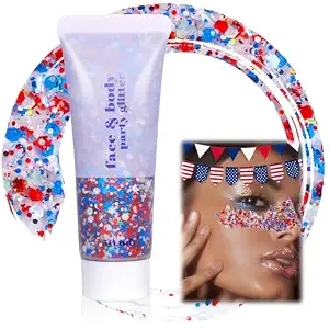 Boko Independence Day Body Glitter Gel, 50ml Patriotic Chunky Glitter Gel