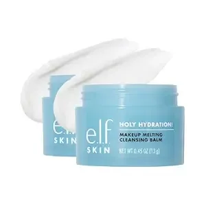E.L.F. Skin Mini Holy Hydration! Makeup Melting Cleansing Balm,Face Cleanser & Makeup Remover,Infused With Hyaluronic Acid To Hydrate Skin,0.45 Oz,(Pack Of 2)