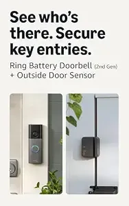 Ring Battery Doorbell (Newest Model), Speckled Gray With Outside Door Sensor, (Newest Model)