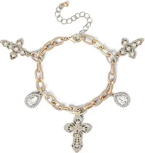 Jessica Simpson Gold-Tone Charm Bracelet For Women Adjustable