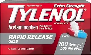 Tylenol Extra Strength Rapid Release Gels, 500 Mg Acetaminophen, 100 Ct