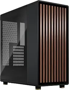 Fractal Design North Charcoal Black Tempered Glass Dark - Genuine Walnut Wood Front - Glass Side Panel - Two 140mm Aspect Pwm Fans Included - Type C Usb - Atx Airflow Mid Tower Pc Gaming Case