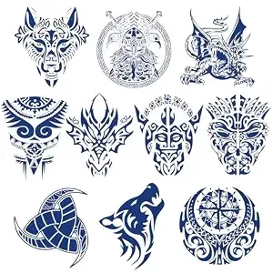 Aresvns Aztec And Viking Style Realistic Temporary Tattoos For Men Women