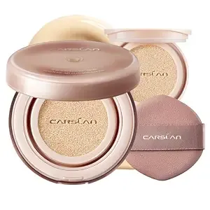 Carslan Moisture Air Cushion Cream Face Foundation Makeup, Lightweight, Full Dewy Coverage, Builable Glow, Finish Foundation With Hyaluronic Acid, w01 Natural Warm For Dry Skin (Refill Included)