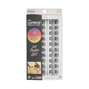 Kiss Impress False Eyelashes, Lash Clusters, Falsies, 'Wispy', 10mm-14mm, Includes 30 Clusters, Contact Lens Friendly, Easy To Apply, Reusable Strip Lashes