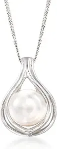 Ross-Simons 9.5-10mm Cultured Pearl Teardrop Pendant Necklace In Sterling Silver
