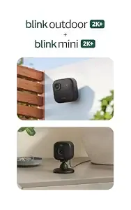 Blink Outdoor 2k+ And Mini 2k+ (Newest Model) — Wireless And Plug-In 2k Resolution Smart Security Cameras, Sync Module Core Included — 6 Cameras (Black)
