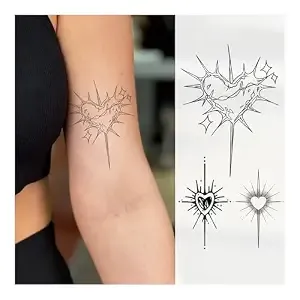 Cyber Heart Starburst Semi Permanent Temporary Tattoo