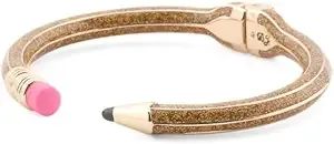 Betsey Johnson Pencil Curved Hinged Bangle Bracelet, Gold
