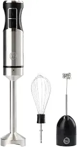 Masterchef Immersion Blender Handheld With Electric Whisk & Milk Frother Attachments, Hand Held Stainless Steel Stick Emulsifier For Making Baby Food, Soup, Puree, Cake, Cappuccino, Latte Etc, 400w