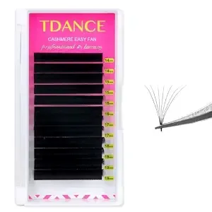 Tdance Cashmere Easy Fan Lash Extensions Self Fanning Volume Lash Extension Cc Curl 0.03mm 14-19mm Mix Length Matte Black Mega Volume Lash Extensions(0.03-Cc,14-19mm)