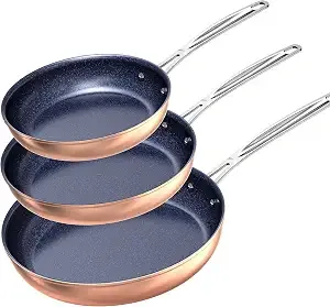 Nuwave 3-Piece Fry Pan Set, 8”, 10”, 12” Forged Lightweight