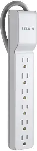 Belkin 6-Outlet Surge Protector Power Strip, 555j, 2.5ft, Straight Plug