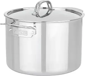 Viking Pureglide Pro 3-Ply Nonstick Stock Pot, Made Without Pfas, 8-Quart Induction Soup And Pasta Cooking Pot With Lid, Metal Utensil Safe Titanium Nonstick Surface, Oven Safe To 600f
