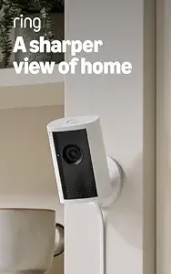 Ring Indoor Cam 2k, Retinal 2k For Crisp Video, 6x Enhanced Zoom, Night Vision, Home And Business Security, White