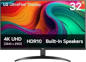 Lg 32ur500k-B Ultrafine 32-Inch 4k Uhd (3840x2160) Computer Monitor hdr10 Built-In Speaker x2 Onscreen Control Reader Mode Flicker Safe Borderless Design hdmix2 Displayport Black