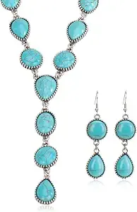 Montana West Western Turquoise Necklace And Earrings Set Jewelry For Women