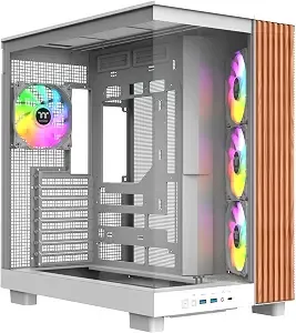 Thermaltake View 380 Xl Ws Argb; Mid Tower Chassis; Side Wood Trim; 4x120mm Argb Lite Fans Included; 420mm Gpu Clearance; Atx/Matx/Mitx; Hidden Connector Support; Dual Chamber; Snow; Ca-11e-00m6wn-Ws