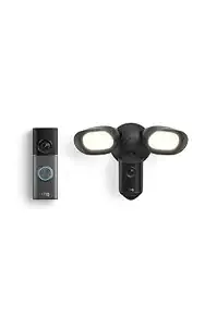 Ring Wired Doorbell Pro (Newest Model) With Floodlight Cam Pro (Newest Model), Black