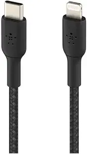 Belkin Boostcharge Nylon Braided Usb C To Lightning Cable 3.3ft/1m - Mfi Certified 18w Power Delivery Iphone Charger Cord - Apple Charger Usb C Cable - Fast Charging For Iphone 14, Iphone 13 - Black