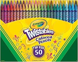 Crayola Twistables Colored Pencil Set (50ct), Cool Back To School Supplies For Kids, No Sharpen Colored Pencils For Girls & Boys, 4+ [Amazon Exclusive]