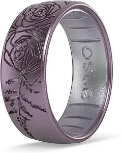 Enso Rings Etched Classic Silicone Rings - Etched Floral Collection - Comfortable And Flexible Design