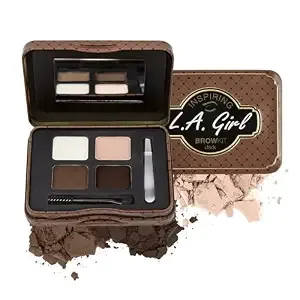 L.A. Girl Inspiring Brow Kit, Dark And Defined (Dark), Brow Wax 0.035 Oz., Brow Powder 0.15 Oz., Includes Tweezers And Dual Ended Brush With Spoolie