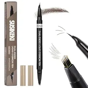 Dual-Ended Microblading Eyebrow Pencil For Women, 2 In 1 Liquid Eyebrow Pencil With Curved Tip And 4d Brow-Fection Microblading Pen (03 Dark Brown)