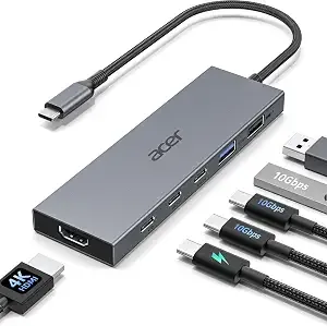 Acer 6-In-1 Usb C Hub 10gbps, Usb C To Hdmi Adapter 4k@60hz