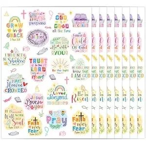 Over 150 Christian Faith Temporary Tattoos, 8 Sheets