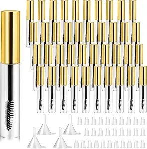 Maitys 40 Pcs 10 Ml Empty Mascara Tubes With Eyelash Wand, Golden