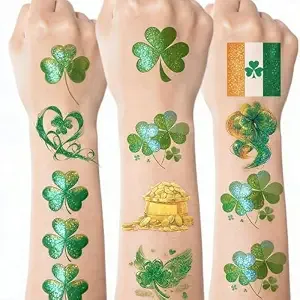 Verkstad 24 Sheets St. Patrick'S Day Glitter Shamrock Temporary Tattoos
