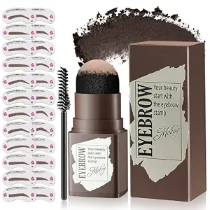 Eyebrow Stamp Stencil Kit - Long-Lasting Eyebrow Powder With Brush, Waterproof & Smudge-Proof Brow Shaping Kit With 24 Reusable Thin & Thick Eyebrow Stencils For Voluminous Brow (Black Brown)