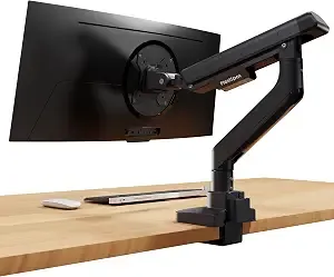 Flexispot Single Monitor Arm, Premium Aluminum Monitor Desk Mount Fits Screen Up To 39 Inches, Fully Adjustable Monitor Stand With C-Clamp & Grommet Base, Holds 6.61 To 26.46 Lbs, Black