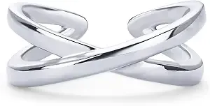 Pavoi 18k Gold Plated Toe Rings For Women - Trendy Criss-Cross And Classic Band Toe Ring